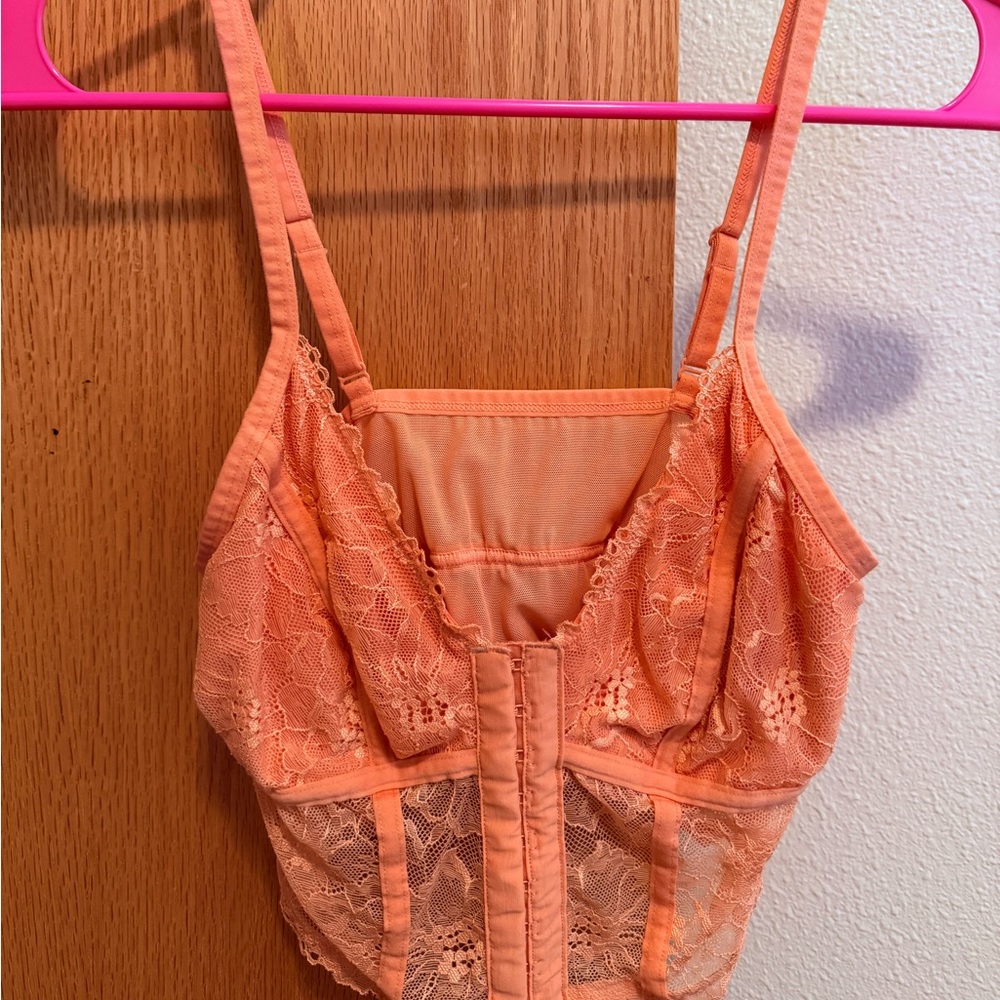 Lace Coral Bustier Top